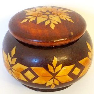 ✅#10055G Real Russian Ornate Hand Carved Wood Small Cute Box.